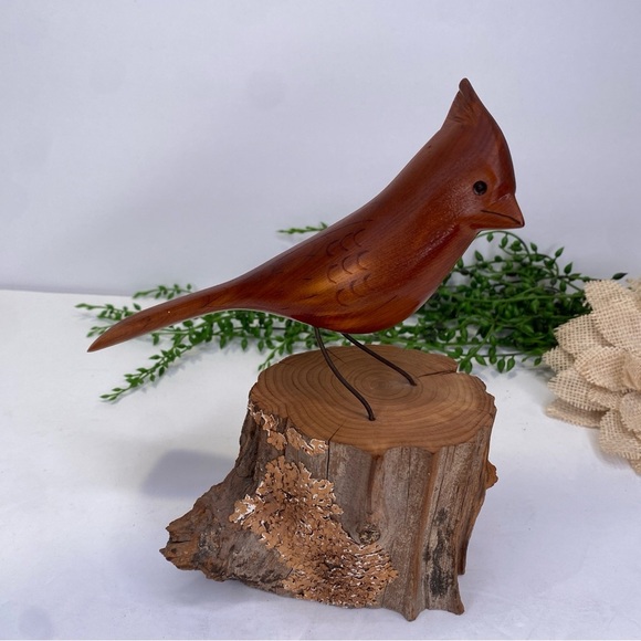 Vintage 1987 Randy Whaley Signed Hand Carved Cardinal Folk Art Driftwood Bird - Picture 10 of 11